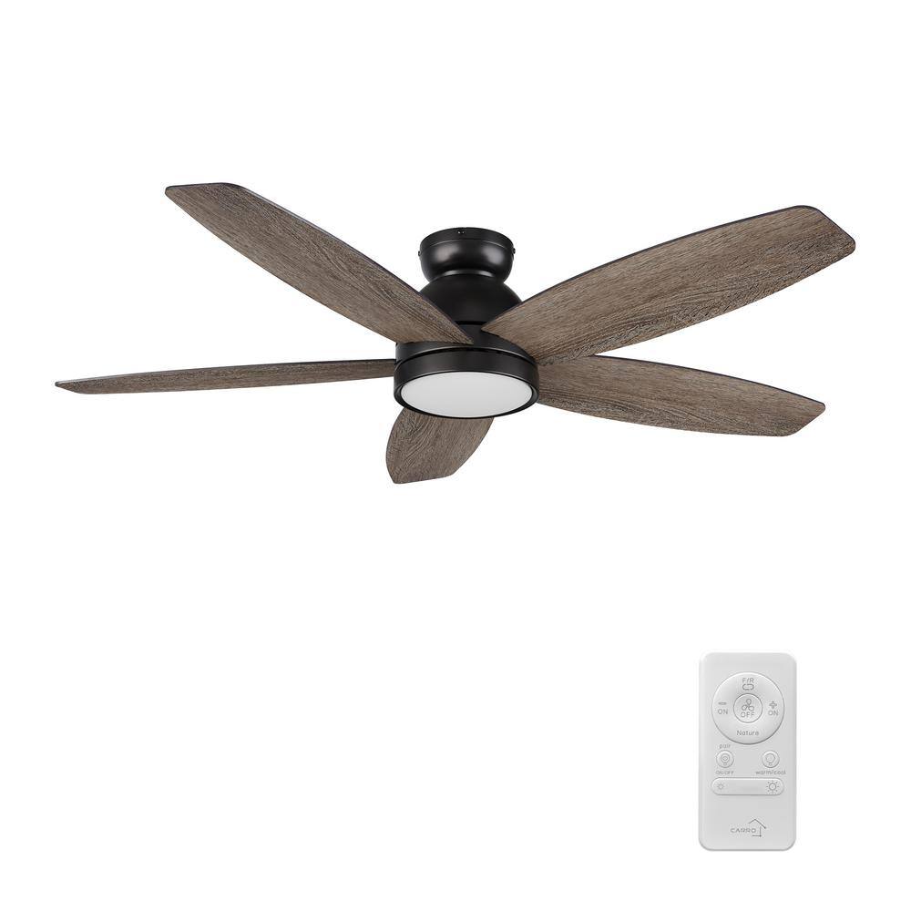 Povjeta 52 in. Color Changing Integrated LED Indoor Matte Black 10-Speed DC Ceiling Fan with Light Kit/Remote Control price history on PriceWatchPro