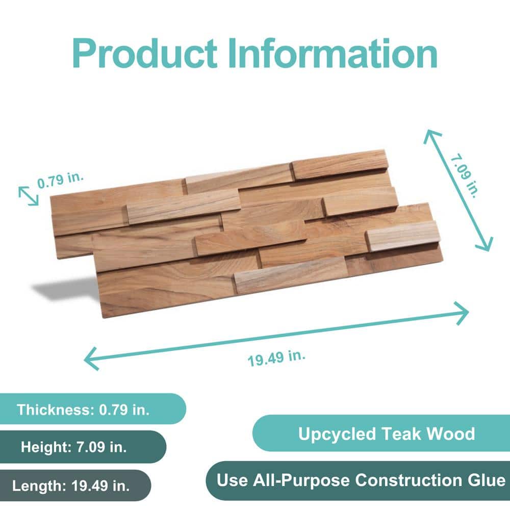 UltraWood Teak Firenze Jointless Z-Shape Interlocking Wall Panels