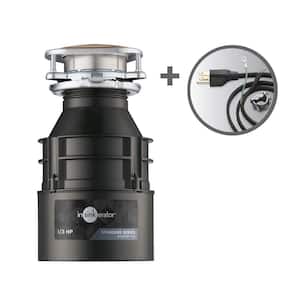Badger 100 Lift & Latch Standard Series 1/3 HP Continuous Feed Garbage Disposal with Power Cord Kit