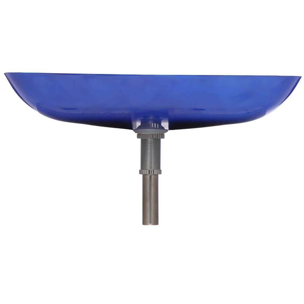 Fire-Blue Rectangular Tempered Glass Vessel Bathroom Sink