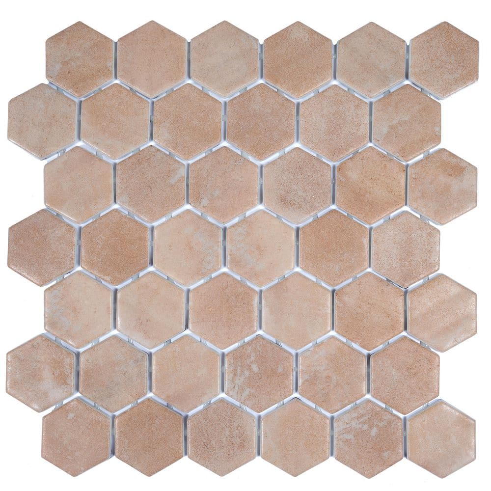 Lucenza 12x12 in. Clay Beige Matte Recycled Glass Hexagon Mosaic Wall and Floor Tile (5.28 sq ft/case, 6-Pack) price history on PriceWatchPro