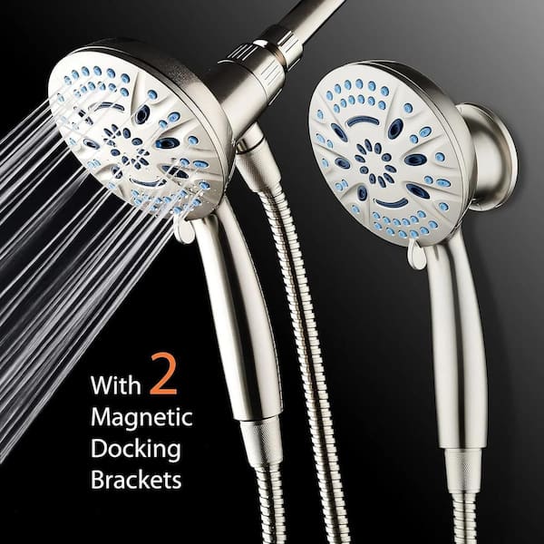 AQUACARE 8-Spray Wall Mount Magnetic Handheld Shower Head 2.5 GPM
