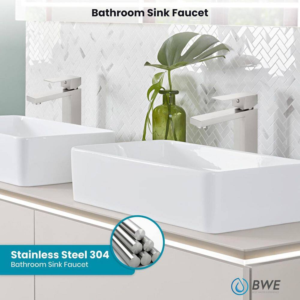 Brushed Nickel Single Handle Vessel Sink Bathroom Faucet