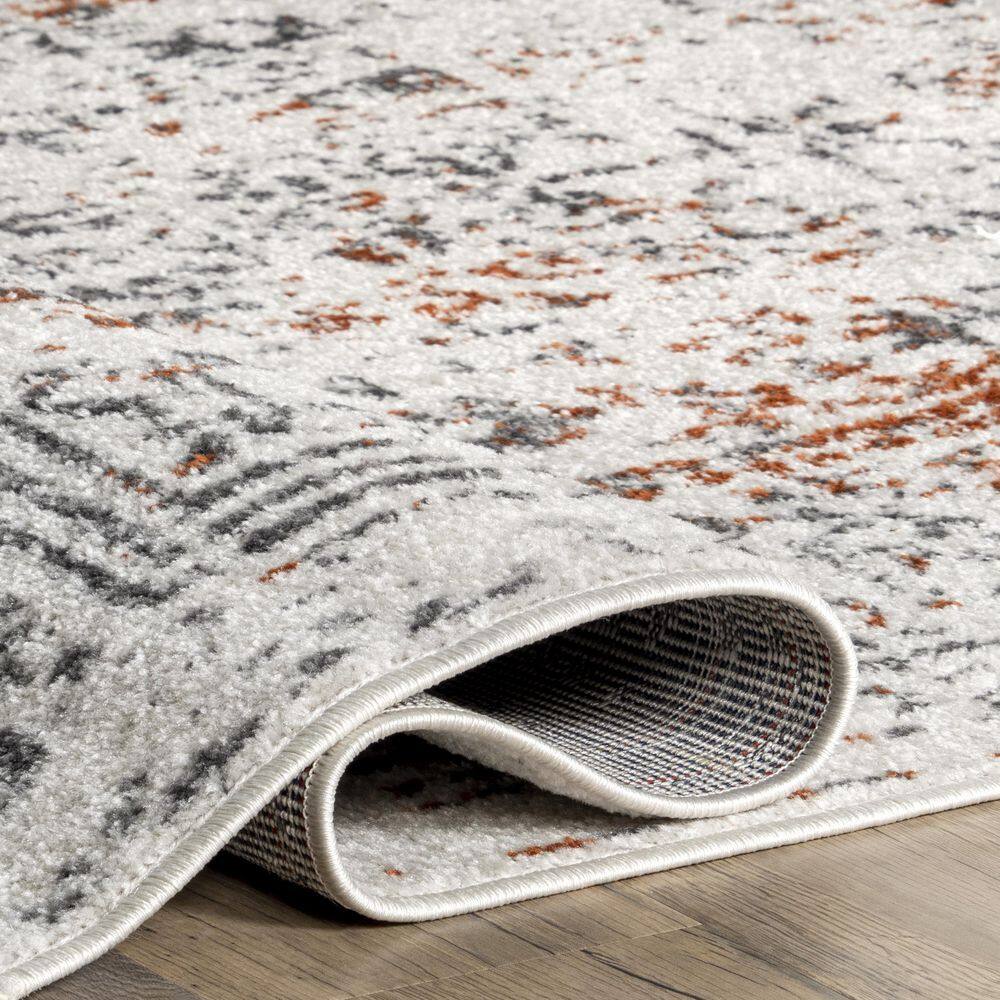 Arlena Red and Gray Synthetic 8' x 10' Vintage Area Rug