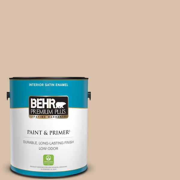 BEHR PREMIUM PLUS 1 gal. #250E-3 Wild Porcini Satin Enamel Low Odor Interior Paint & Primer