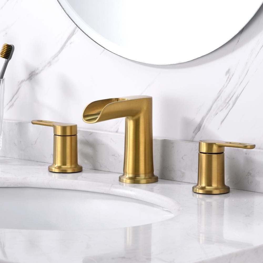 VividFall 8-inch Brushed Gold Widespread 2-Handle Bathroom Faucet