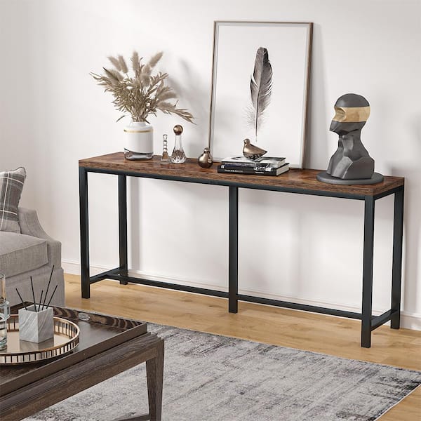 BYBLIGHT Turrella 70.9 in. Wood Vintage Brown Sofa Table and Industrial Console  Table and Narrow Long Sofa Skinny Hallway Table BB-XJ0037GX - The Home Depot