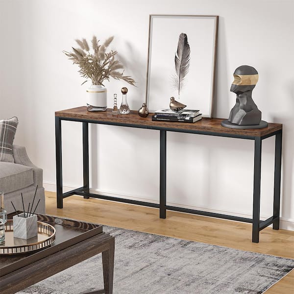 Wood Behind Couch Safa Table with Storage, Long Narrow Console Table  Entryway