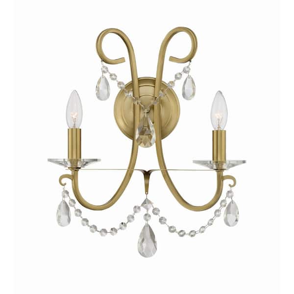 Crystorama Othello 2-Light Vibrant Gold Wall Mount