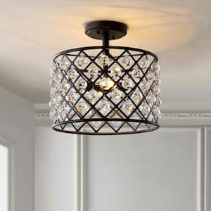 Gabrielle 14.5 in. Oil Rubbed Bronze Crystal/Metal LED Semi- Flush Mount,