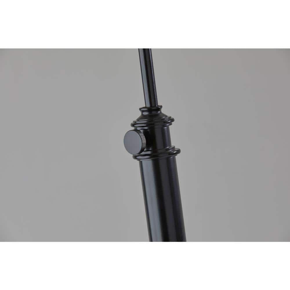 Adjustable Antique Bronze Floor Lamp with Oatmeal Linen Shade