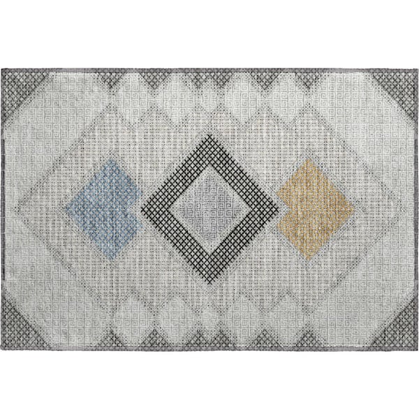 Mayfield Premium Machine Washable Abstract AMF2111 Gray 2 ft. x 3 ft. Accent Rug