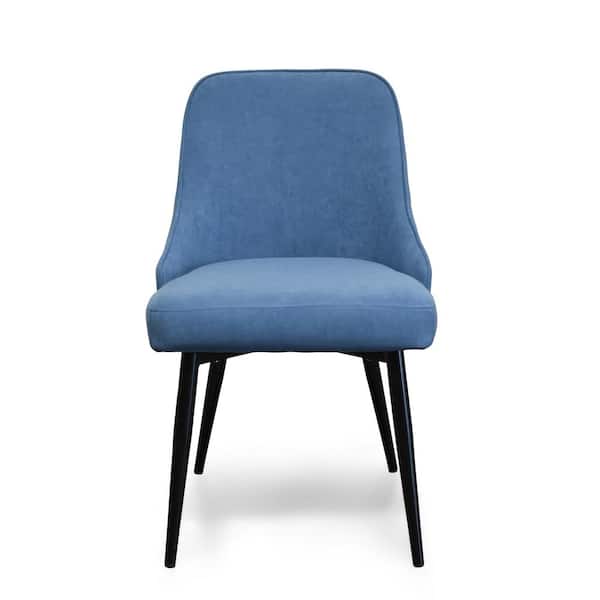 AndMakers Clara Blue Polyester Blend Fabric Dining Side Chair (Set of 2)
