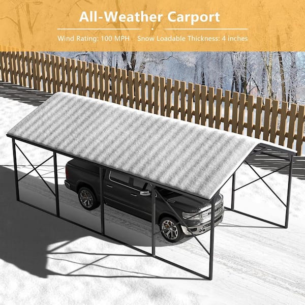 Zerpod 12 ft. W x 22 ft. D Gray Metal Carport, Car Canopy and