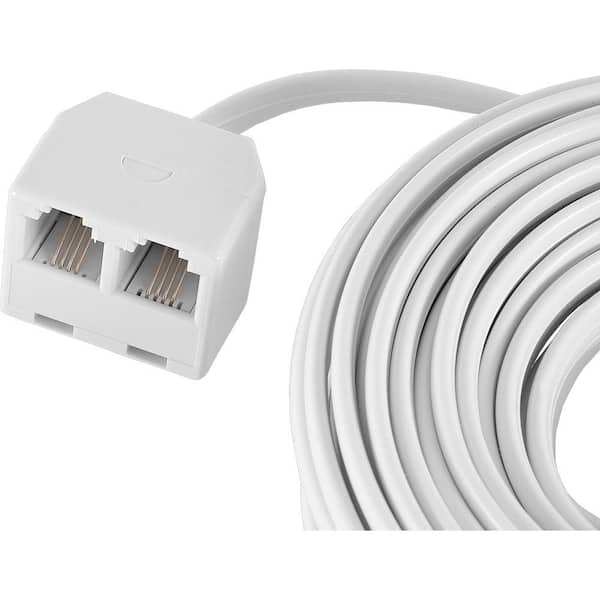 GE 25 ft. Dual Jack Line Cord - White 76572 - The Home Depot
