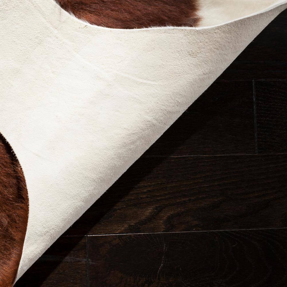 Handmade Brown and White Cowhide 4' x 6' Rug