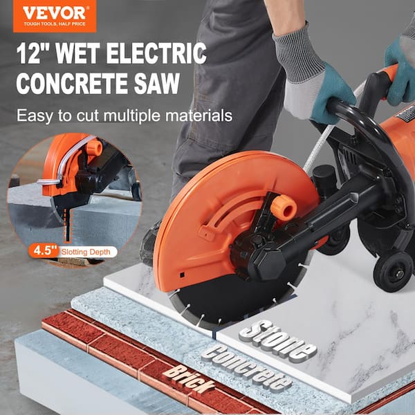 Electric Concrete Saw 28 in. L x 9 in. W Wet Disk Saw Cutter 1800-Watt 15 Amp Motor Circular Saw Cutter