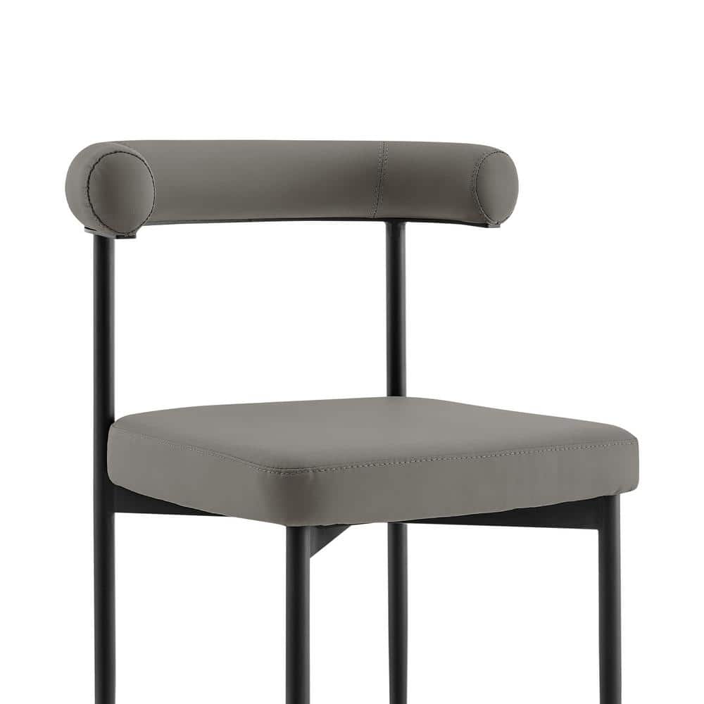 Shannon Gray Faux Leather and Metal Dining Chairs Set of 2