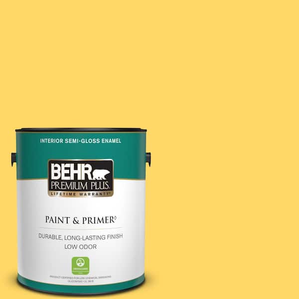 BEHR PREMIUM PLUS 1 gal. #360B-5 Citrus Semi-Gloss Enamel Low Odor Interior Paint & Primer
