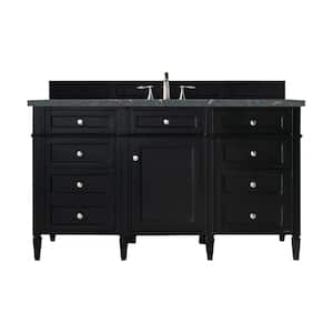 Brittany 60.0 in. W x 23.5 in. D x 34.0 in. H Bathroom Vanity in Black Onyx with Parisien Bleu Silestone Quartz Top