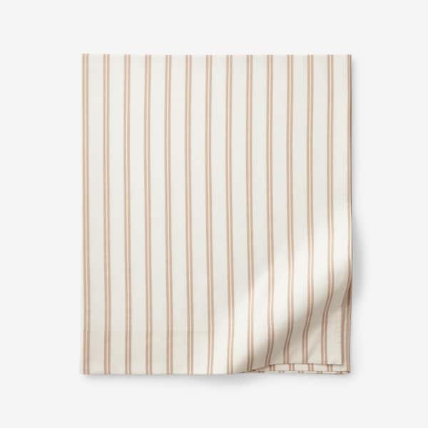The Company Store Narrow Stripe T200 Yarn Dyed Gold Cotton Percale Twin/Twin XL Flat Sheet