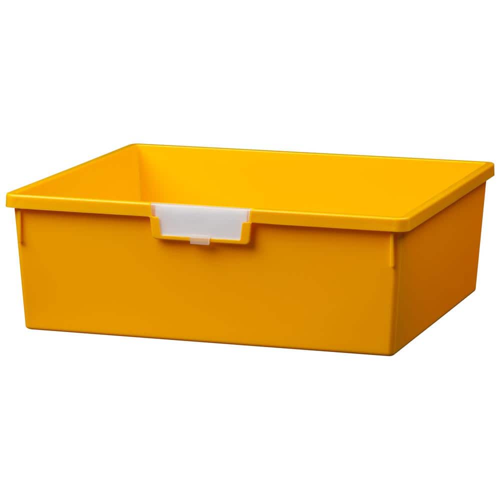 12 Gal. 6 in. Slim Line Double Depth Storage Tote in Primary Yellow (Pack o