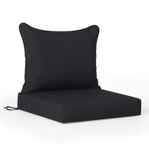 WESTIN OUTDOOR FadingFree 2-Piece Outdoor Patio Deep Seating Lounge Chair Seat Cushion and Back Pillow Set, Black
