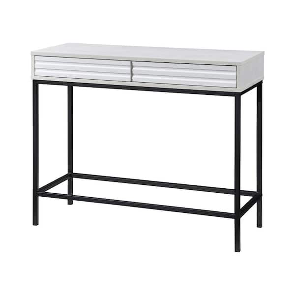 Casimo 35.43 in. Ivory Rectangular Engineer Wood MDF Console Table