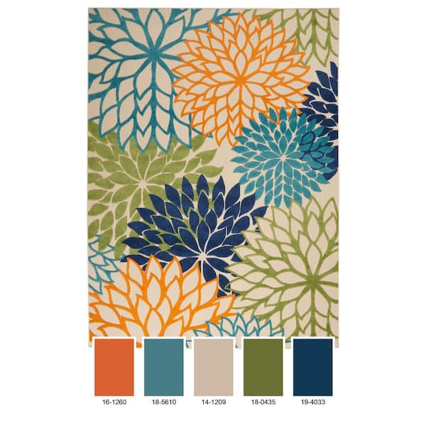 Indoor/Outdoor Tropical Floral Turquoise store Multicolor 2'8