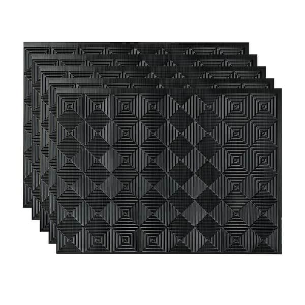 Fasade Brushed Onyx 18 in. x 24 in. Miniquattro Vinyl Backsplash Panel (Pack of 5)