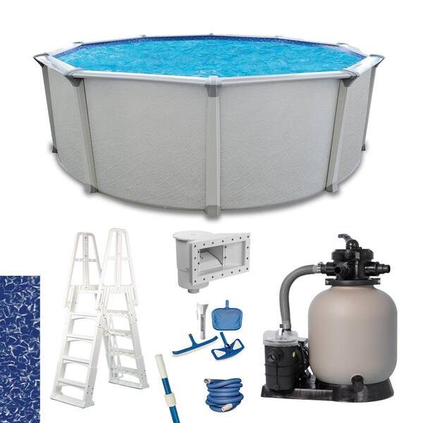 AQUARIAN Huntington 21 ft. Round 54 in. D Metal Wall Above Ground Hard Side Pool Package