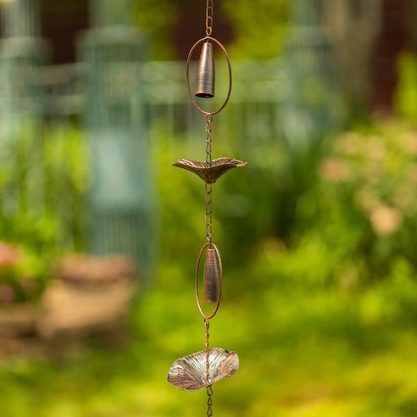 76in. Long Iron Rain Chain With Lilies ZR205448 - The Home Depot