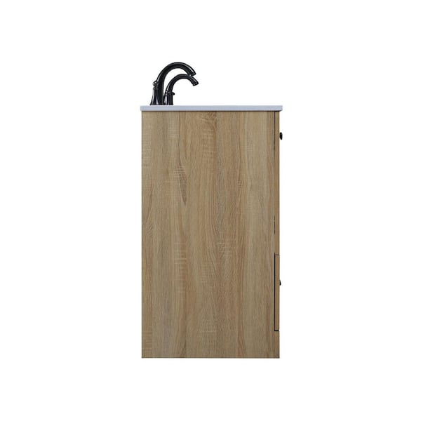 60 in W x 19 in. D x 34 in H Double Sink Bath Vanity in Mango Wood with Ivory White Engineered Marble Top