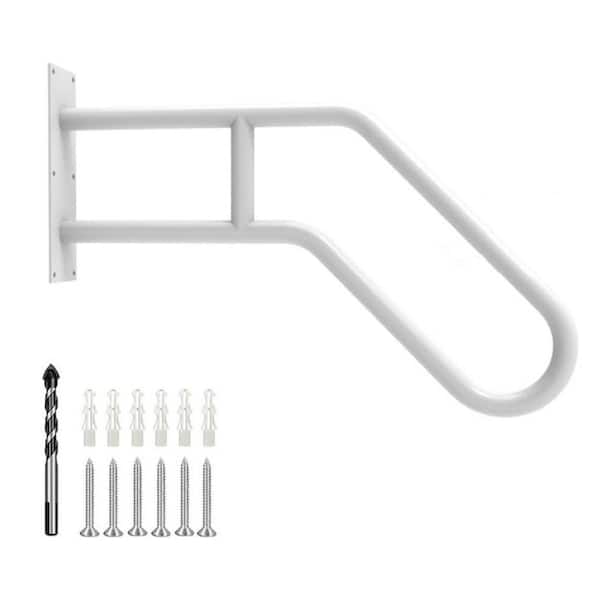 2.17 ft. White Metal 1-3 Step Handrail, Outdoor Steps Wall Mount for Kids, Elderly, Pregnant Women, Disabled