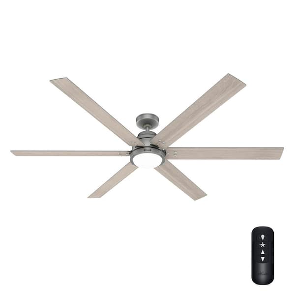 Hunter 72 in. Gravity Wi-Fi ENERGY STAR Matte Silver Smart Ceiling Fan with LED Light Kit and Handheld Remote