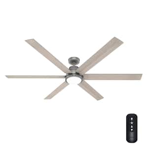 Gravity 72 in. Integrated LED Indoor Matte Silver Smart Ceiling Fan with Light Kit and Remote Included