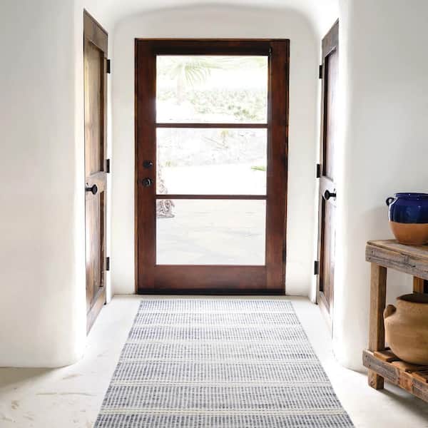 3 ft. x 8 ft. Blue Malta Handwoven Wool Indoor Runner Rug