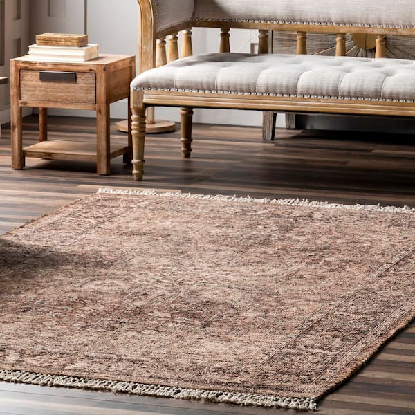Lennox Persian Medallion Tassel Brown 8 ft. x 10 ft. Area Rug