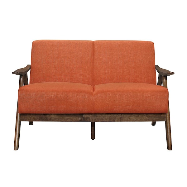 Lazzara Ocala 51 in. W Orange Textured Fabric Loveseat