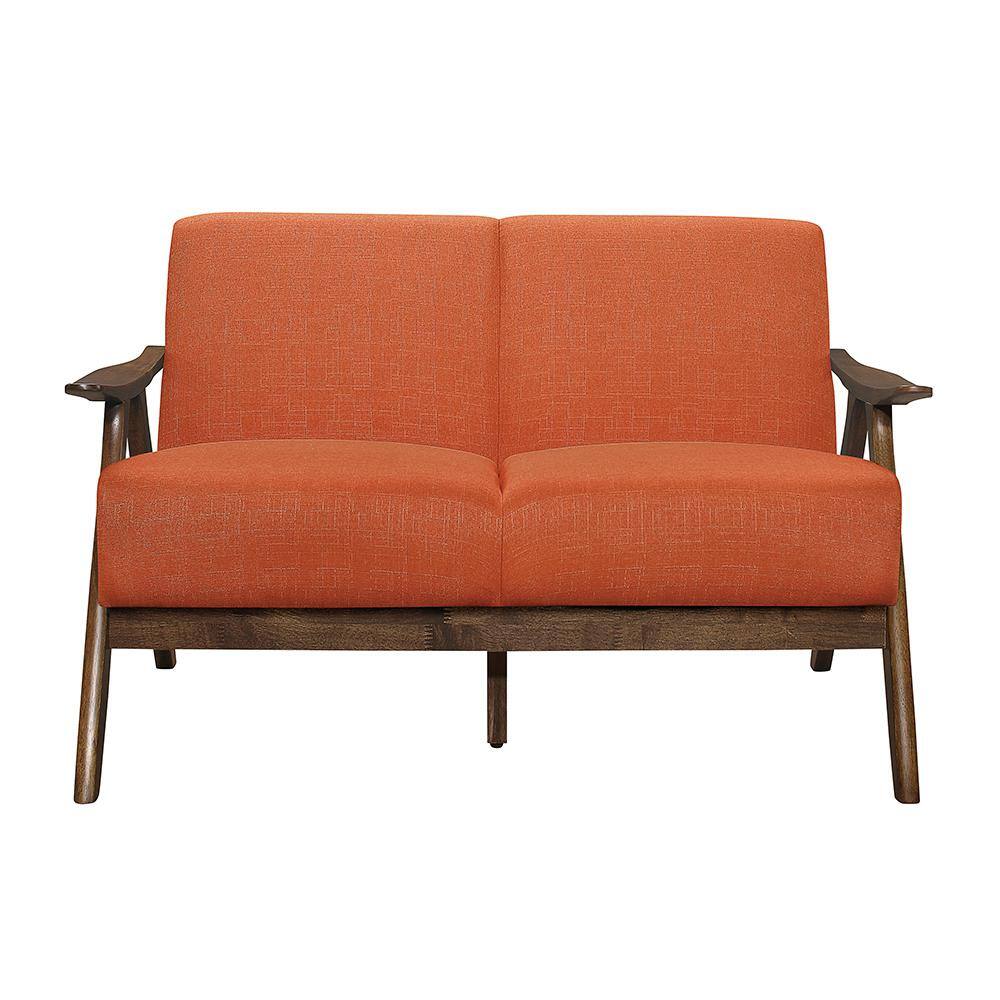 Ocala 51 in. W Orange Textured Fabric Loveseat 1138RN2 The Home Depot