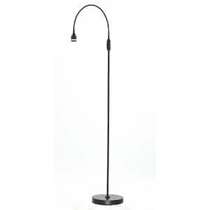 56 in. Black 1 Light 1-Way (On/Off) Arc Floor Lamp for Liviing Room with Metal Lantern Shade