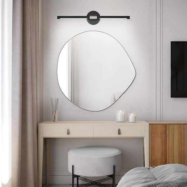 AuraLite 23.78 in. Black and Nickel LED Vanity Light Bar 15W 6000K Daylight for Bathroom Mirror Living Room Bedroom