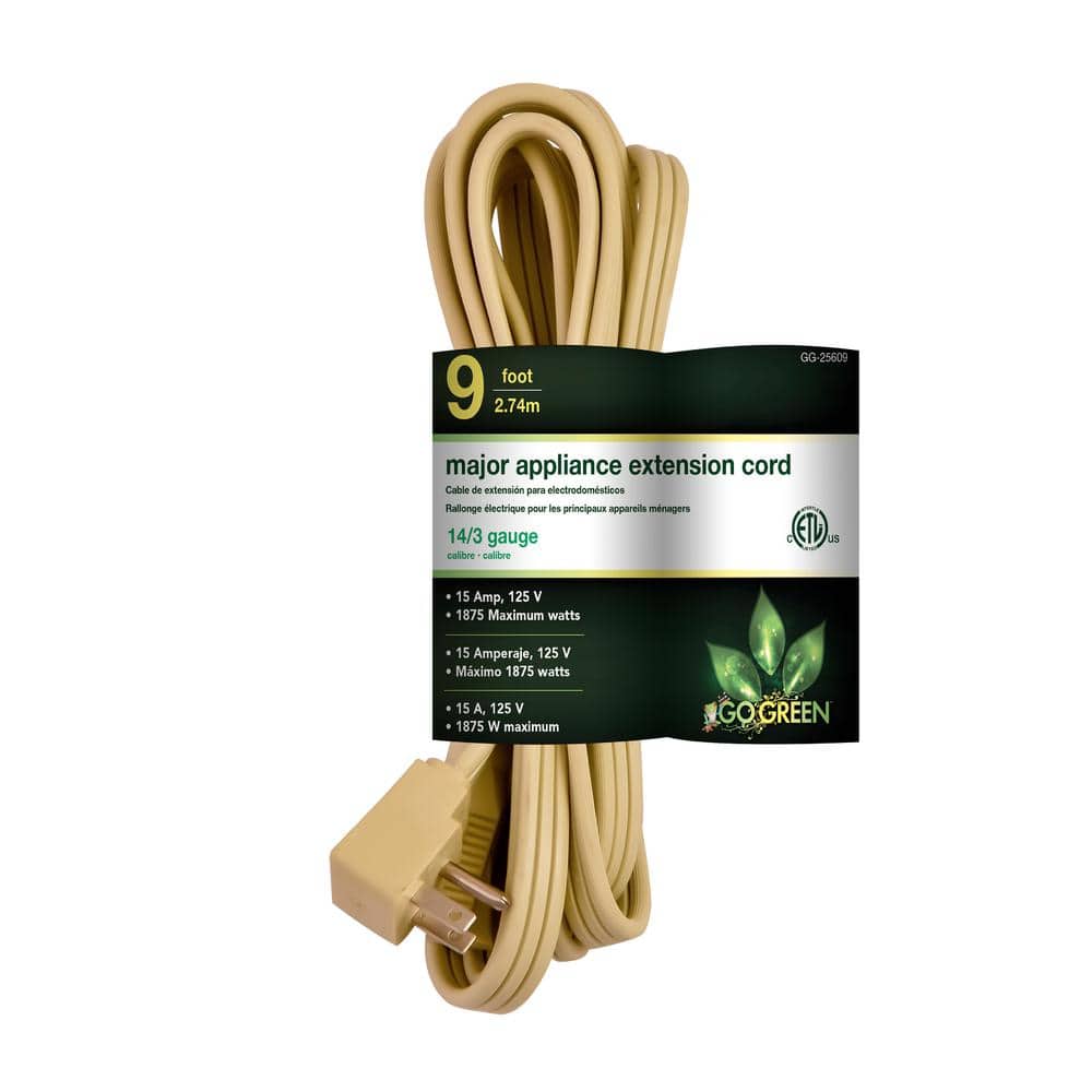 GoGreen Power 9 ft. 14/3 SPT A/C Extension Cord - Beige GG-25609