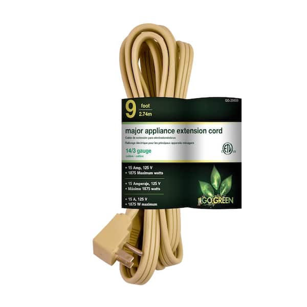 GoGreen Power 9 ft. 14/3 SPT A/C Extension Cord - Beige