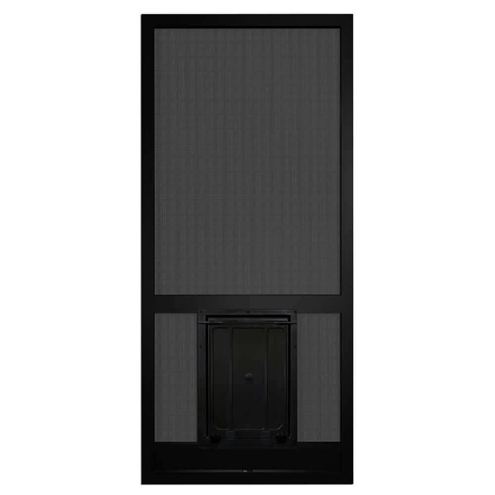 PCA 80 in. x 36 in. Black Aluminum Hinged Screen Door with Pet Door  DSPCAPDL100X - The Home Depot