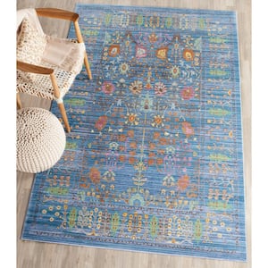 Valencia Blue/Multi 2 ft. x 3 ft. Distressed Border Area Rug