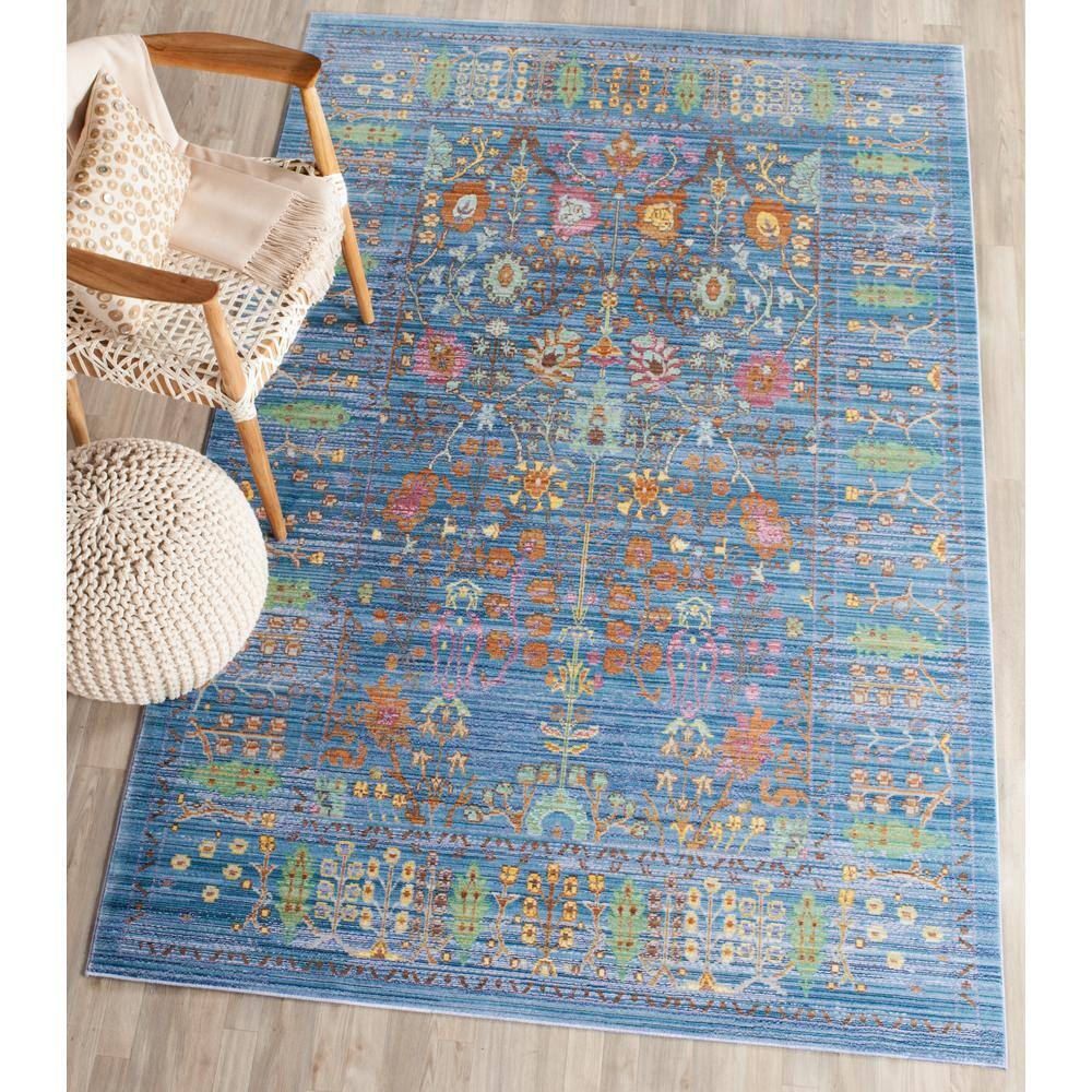 Valencia Blue & Multi Persian Motif 4' x 6' Synthetic Area Rug