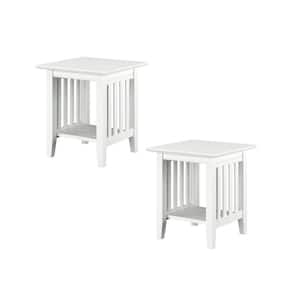 Mission 20 in. Wide White Square Solid Hardwood End Table Set of 2