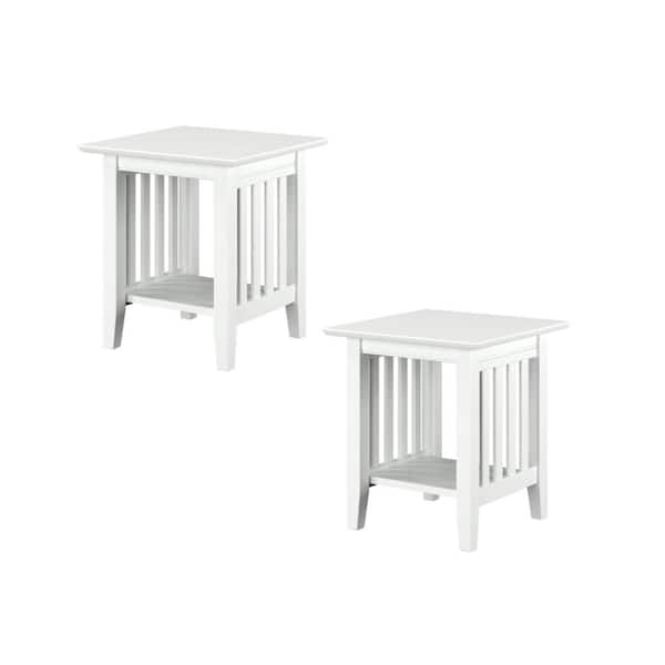 AFI Mission 20 in. Wide White Square Solid Hardwood End Table Set of 2