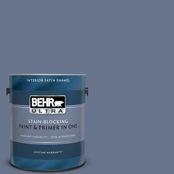 BEHR ULTRA 1 gal. #UL240-3 Blue Aura Satin Enamel Interior Paint and Primer in One